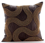 Gold Bead Trail - Brown Cotton Linen Decorative Euro Sham