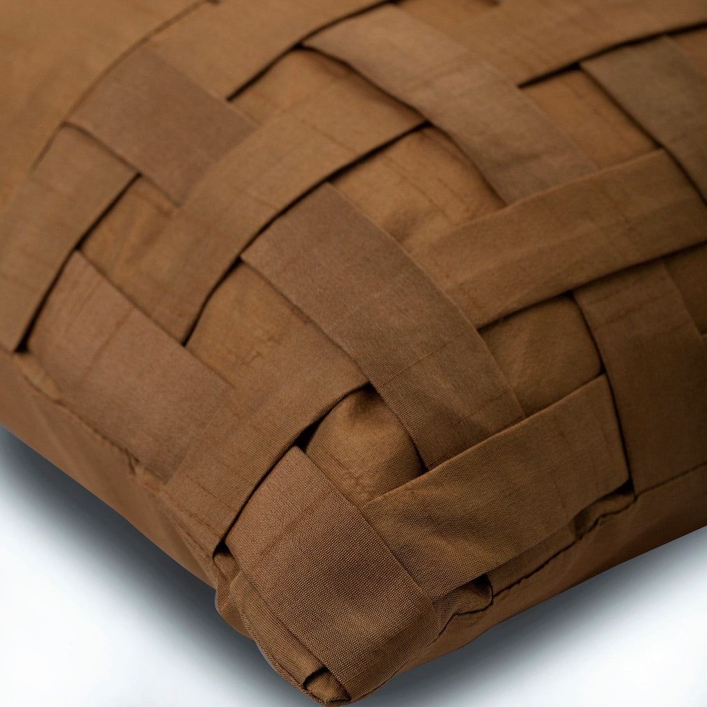 Gold Brown Bricks - Gold Brown Art Silk Decorative Euro Sham