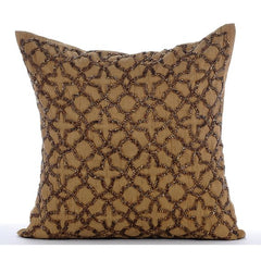 Gold Celebration Beaded Throw Pillow Cover