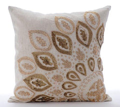 Gold Charm - Natural Beige Cotton Linen Decorative Euro Sham