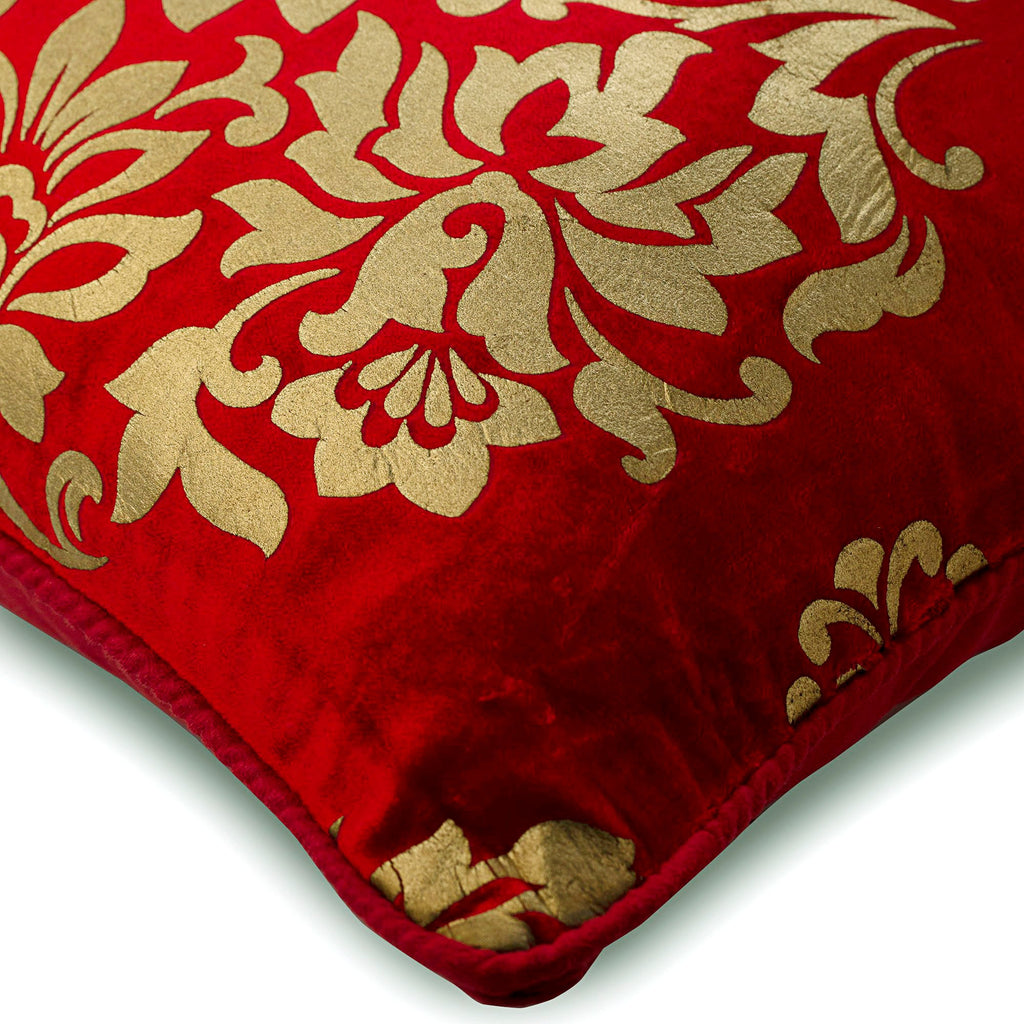 Gold Charming - Red Velvet Decorative Euro Sham