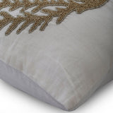 Gold Coral Hunt - Ivory Cotton Linen Throw Cushion Cover