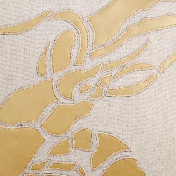 Gold Lobster - Natural Beige Cotton Linen Decorative Euro Sham