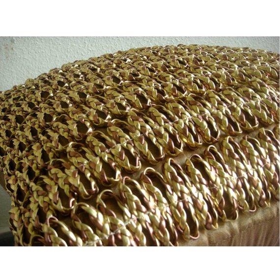 Gold N Copper Tan - Gold & Copper Faux Leather Decorative Euro Sham