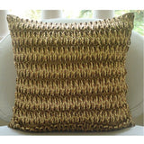 Gold N Copper Tan - Gold & Copper Faux Leather Throw Pillow Cover