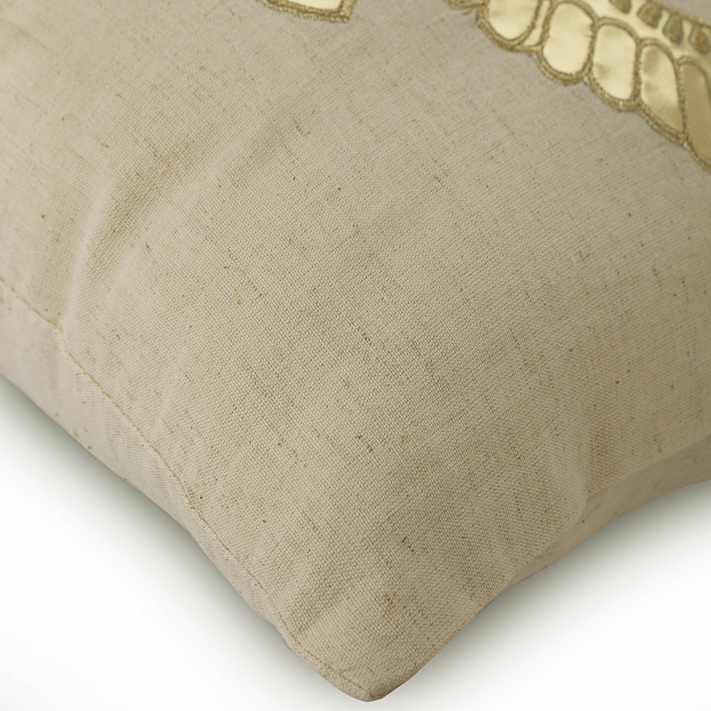 Gold Sea Horse - Natural Beige Cotton Linen Throw Pillow Cover