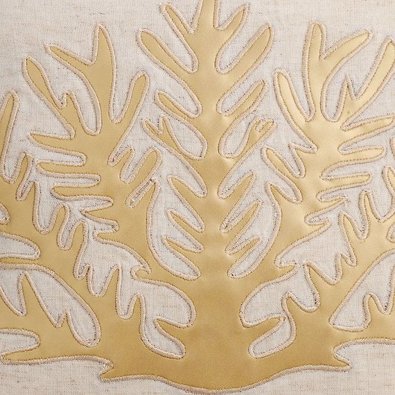 Gold Sea Weeds - Natural Beige Cotton Linen Decorative Euro Sham