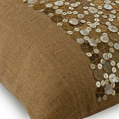 Gold Silver Sands - Beige Burlap Throw Pillow Cover