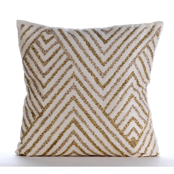 Gold Silver Tinsel Pillow Cover