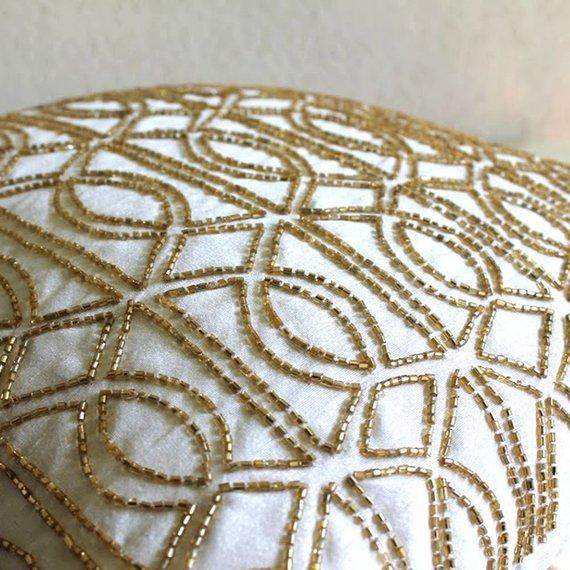 Gold Taj - Ivory Art Silk Decorative Euro Sham
