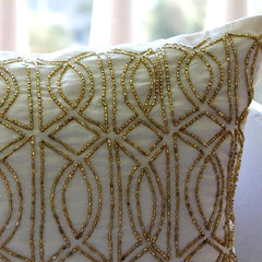 Gold Taj - Ivory Art Silk Throw Pillow Cover