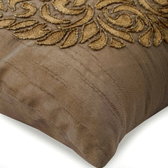 Gold Turkish Dream - Brown Silk Throw Pillow Cover
