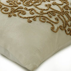 Gold Wedding - Ivory Silk Throw Pillow Cover