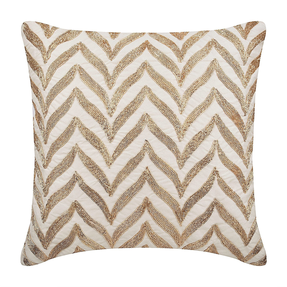 Golden Divide - Ivory Cotton Linen Decorative Euro Sham