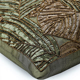 Green Camouflage - Olive Green Art Silk Throw Cushion Cover