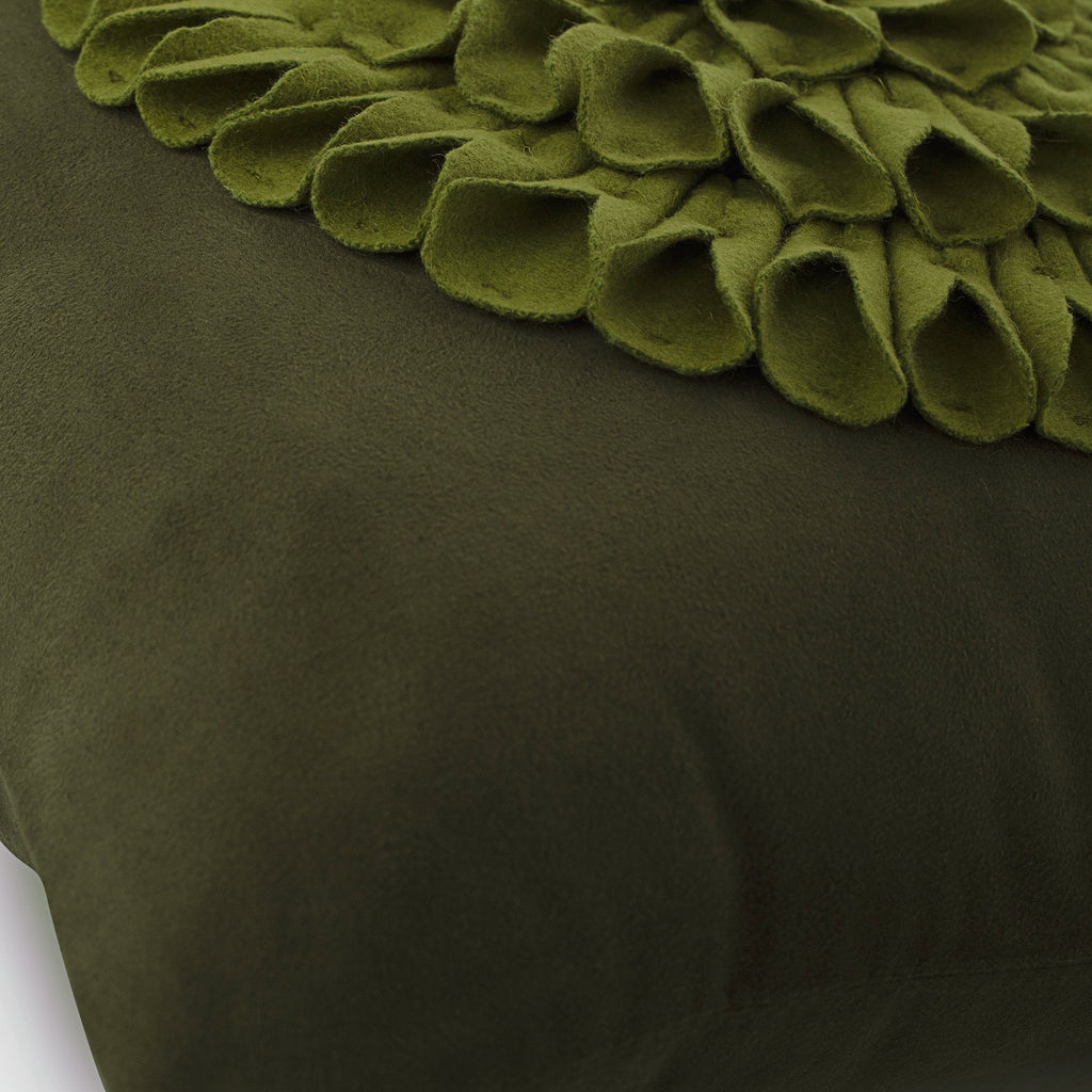 Green Dahlia - Green Suede Decorative Euro Sham