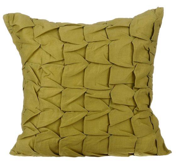 Green Eyed - Green Cotton Linen Decorative Euro Sham