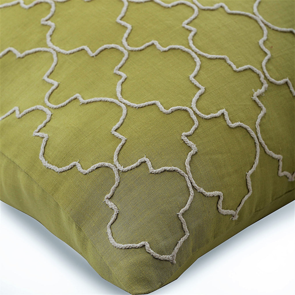 Green Geometric - Green Cotton Linen Decorative Euro Sham