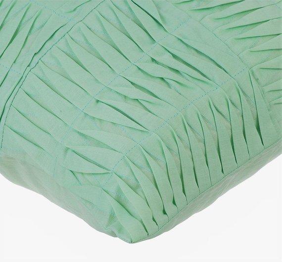 Green Pintuck Blocks - Pastel Green Cotton Linen Decorative Euro Sham