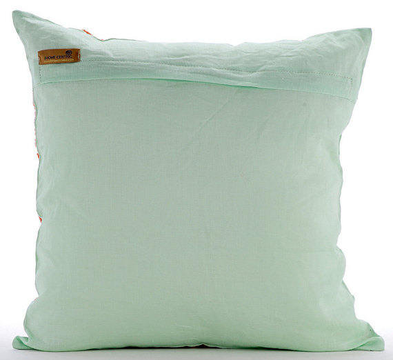 Green Pintuck Blocks - Pastel Green Cotton Linen Throw Pillow Cover