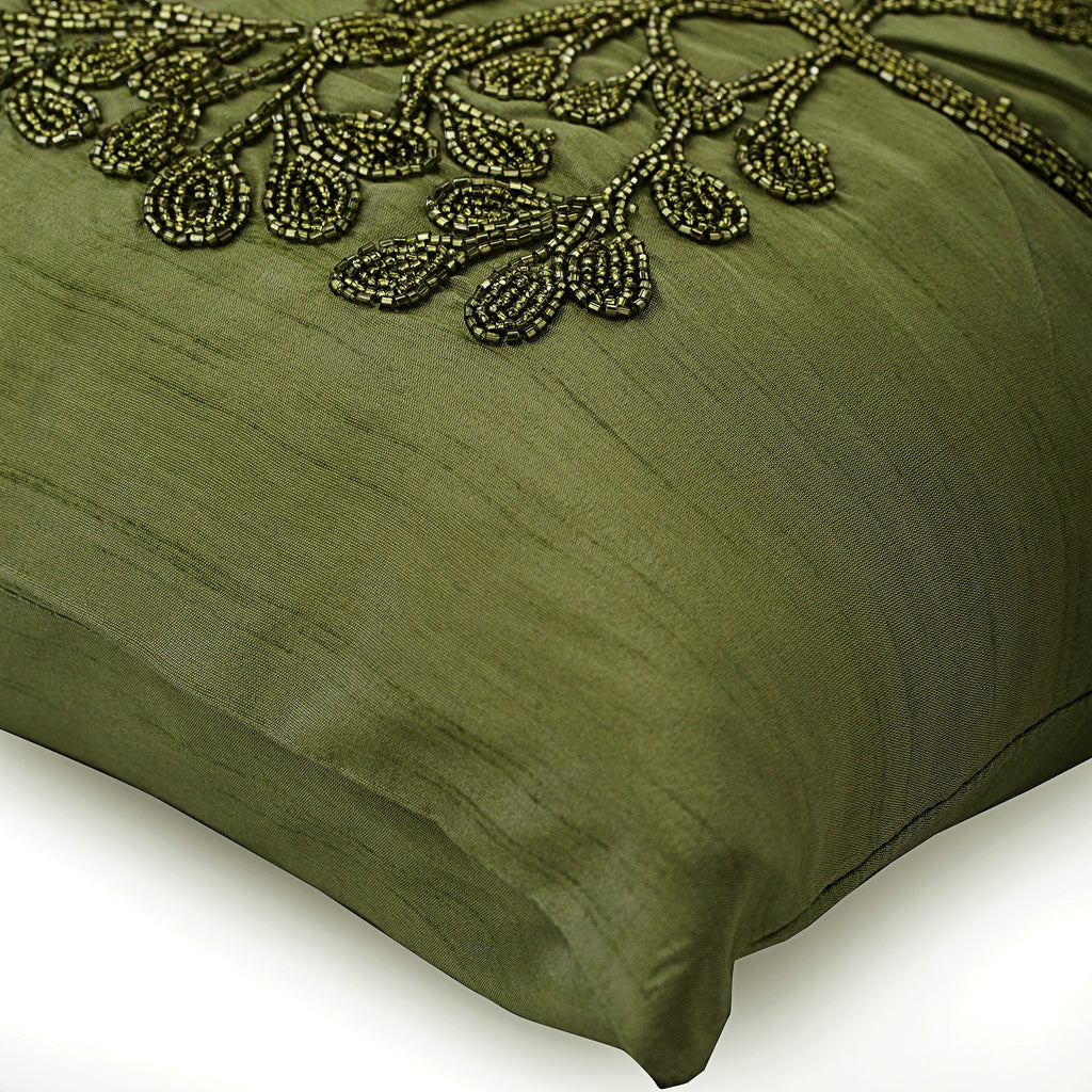 Green Tree Silk Throw Pillow Cover