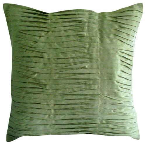 Green Waves - Green Art Silk Decorative Euro Sham