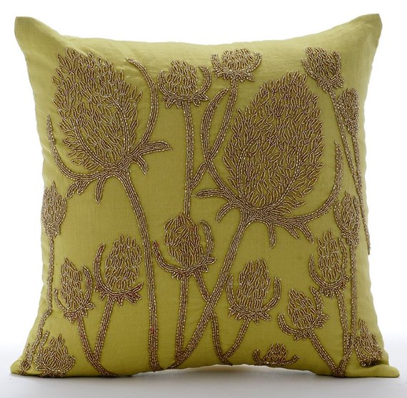 Greentini - Green Cotton Linen Decorative Euro Sham