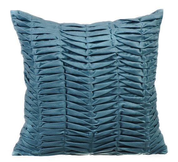 Grey Blue Wind Folds - Gray Blue Faux Suede Decorative Euro Sham