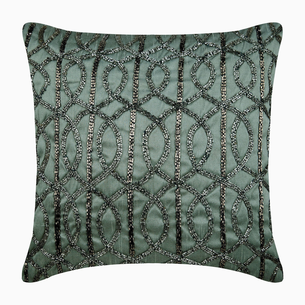 Grey N Silver Beaded Decorative Euro Sham