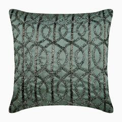Grey N Silver Beaded Decorative Euro Sham