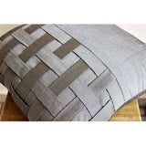 Grey Silver Bricks - Gray Art Silk Decorative Euro Sham