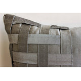 Grey Silver Bricks - Gray Art Silk Throw Pillow Cover