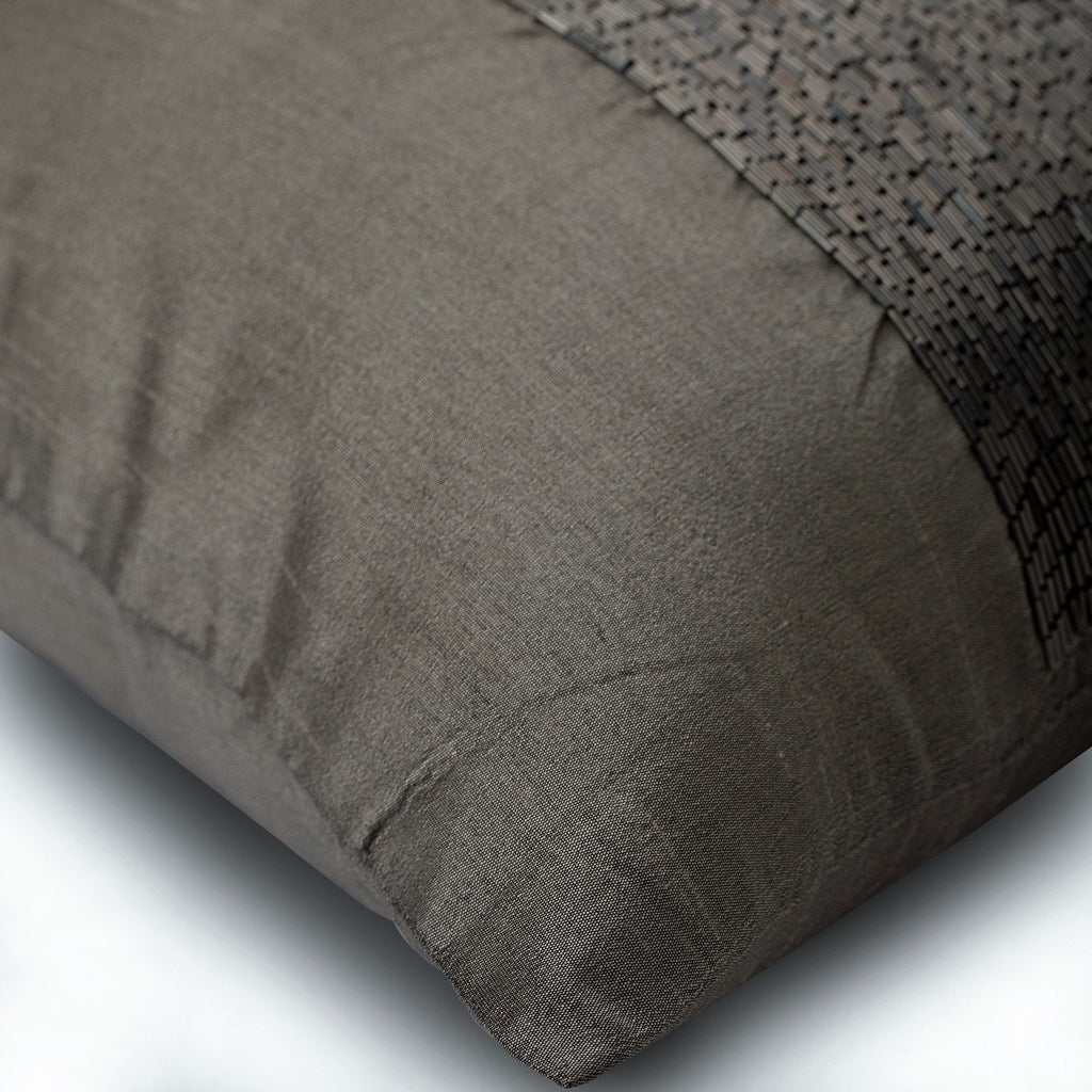 Gunmetal Center - Gray Art Silk Decorative Euro Sham