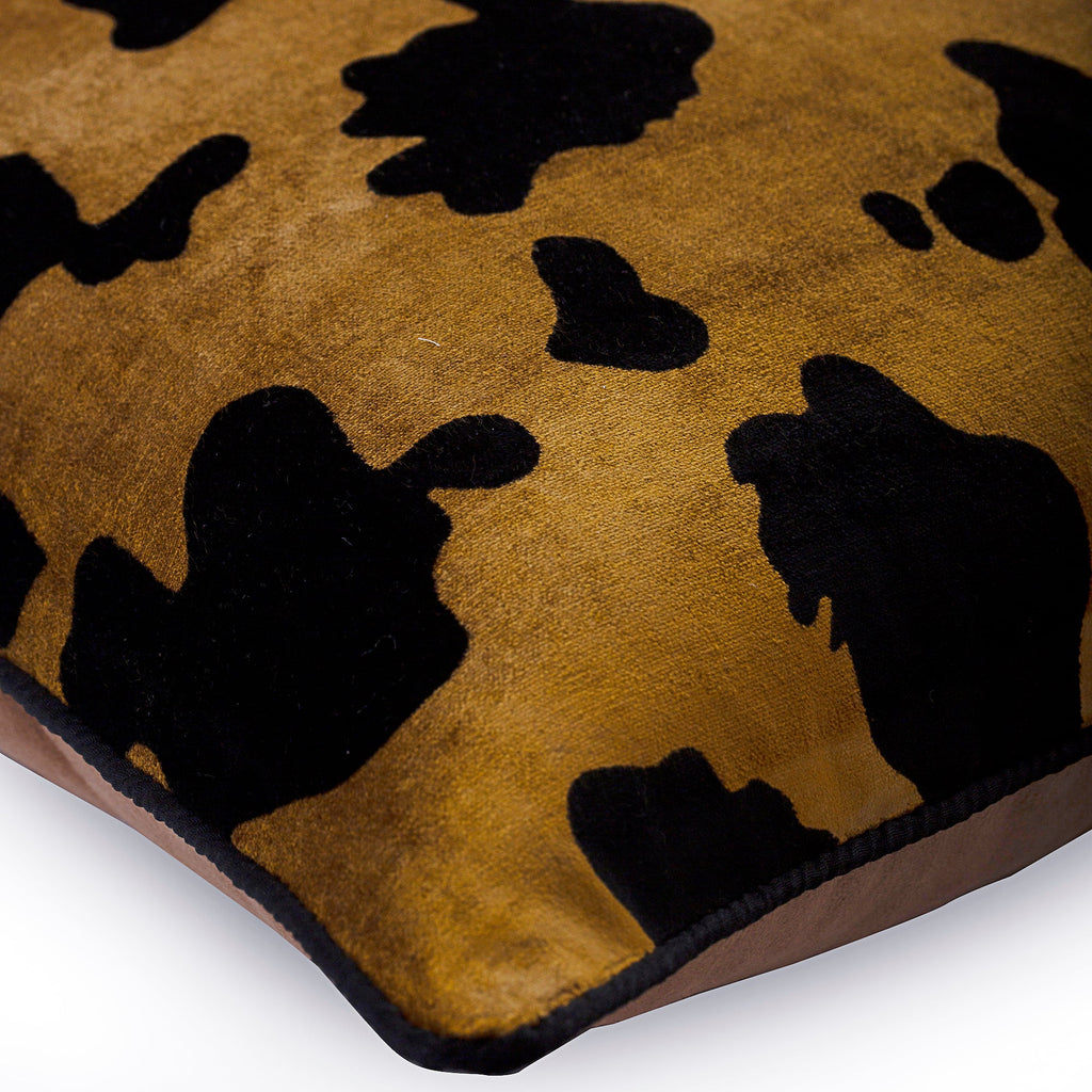 Hello Cow - Gold Velvet Decorative Euro Sham