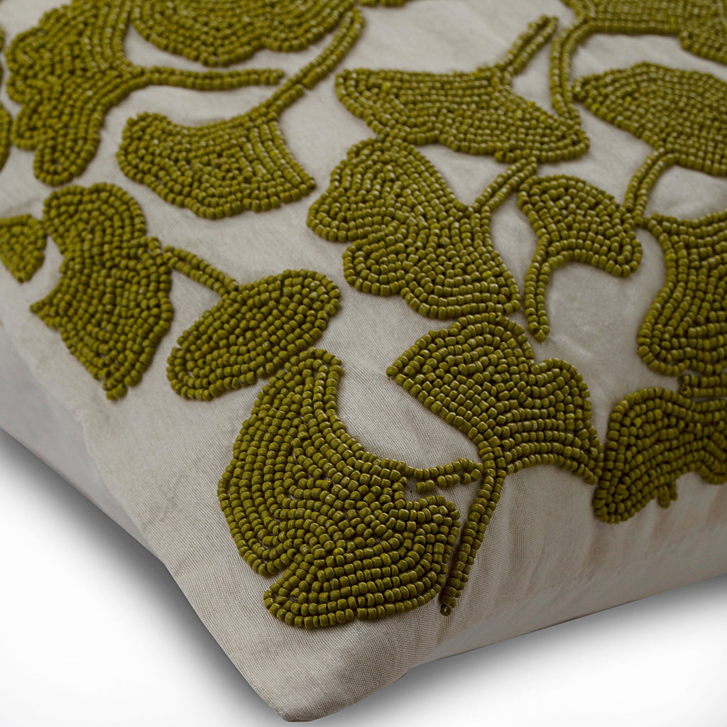 Hikaru - Green Silk Throw Pillow Cover