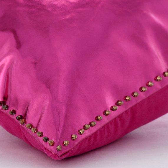 Hot Pink Gold Spikes - Hot Pink Faux Leather Decorative Euro Sham