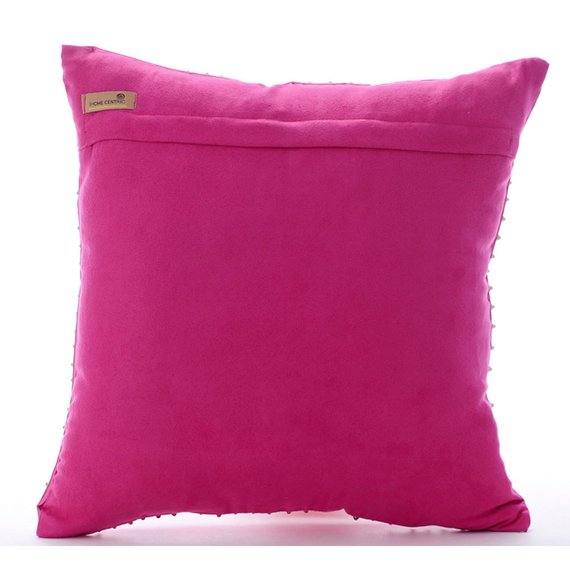 Hot Pink Gold Spikes - Hot Pink Faux Leather Throw Pillow Cover