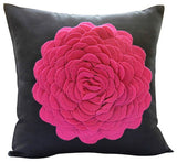 Plum Rose - Purple Faux Suede Throw Pillow Cover