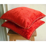 Red Shimmer - Red Velvet Decorative Euro Sham