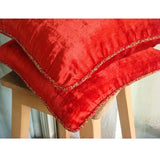 Red Shimmer - Red Velvet Decorative Euro Sham