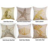 Gold Leather Applique Embroidery Pillows