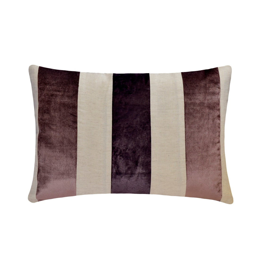 Swathe Wine - Purple Velvet & Linen Decorative Lumbar  Cushion Cover