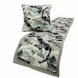 Grey Angular Decorative Bed Runner and Cushion Cover