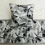 Grey Angular Decorative Bed Runner and Cushion Cover