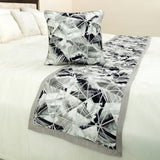 Grey Angular Decorative Bed Runner and Cushion Cover