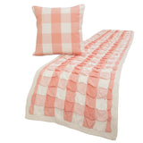 Buffalo Plaid Peach Decorative Bed Runner and Cushion Cover