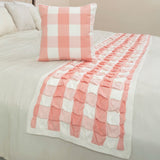 Buffalo Plaid Peach Decorative Bed Runner and Cushion Cover