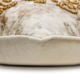 Aureate Ivory - Gold Velvet Throw Pillow Cover