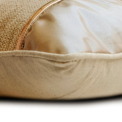 Acland - Beige & Gold Jute & Faux Leather Throw Pillow Cover