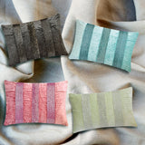 Sparkling Stripe Chartreuse - Chartreuse Green Velvet Lumbar Pillow Cover